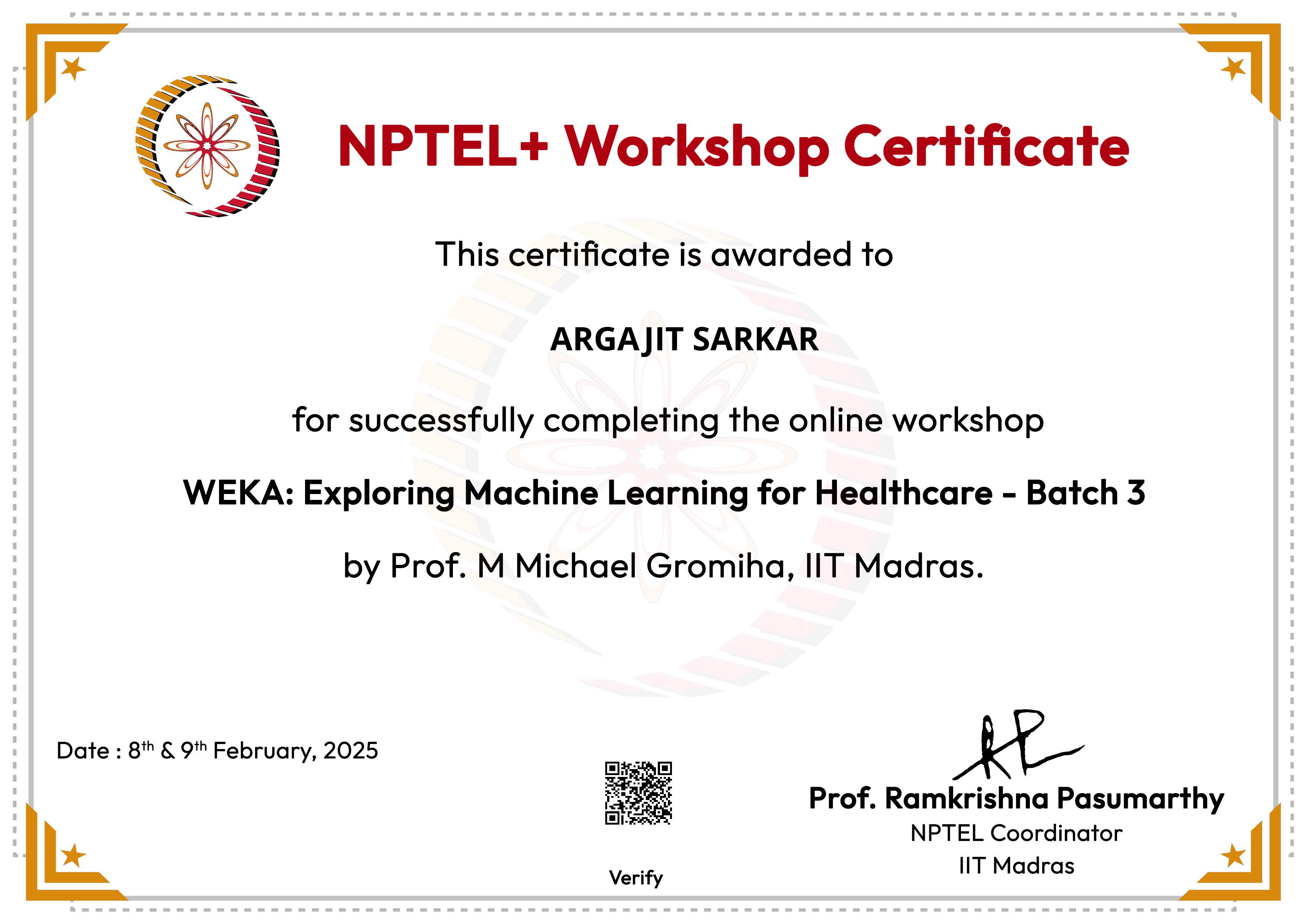 WEKA ML for Healthcare Certificate